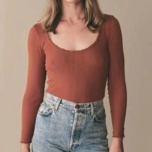 Doen Roma Pointelle Long Sleeve Top in Buckeye size xs